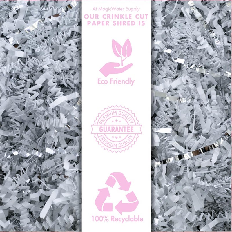 MagicWater Supply - 1LB - White & Silver - Crinkle Cut Paper Shred Filler great for Gift Wrapping, Basket Filling, Birthdays, Weddings, Anniversaries - Image 5